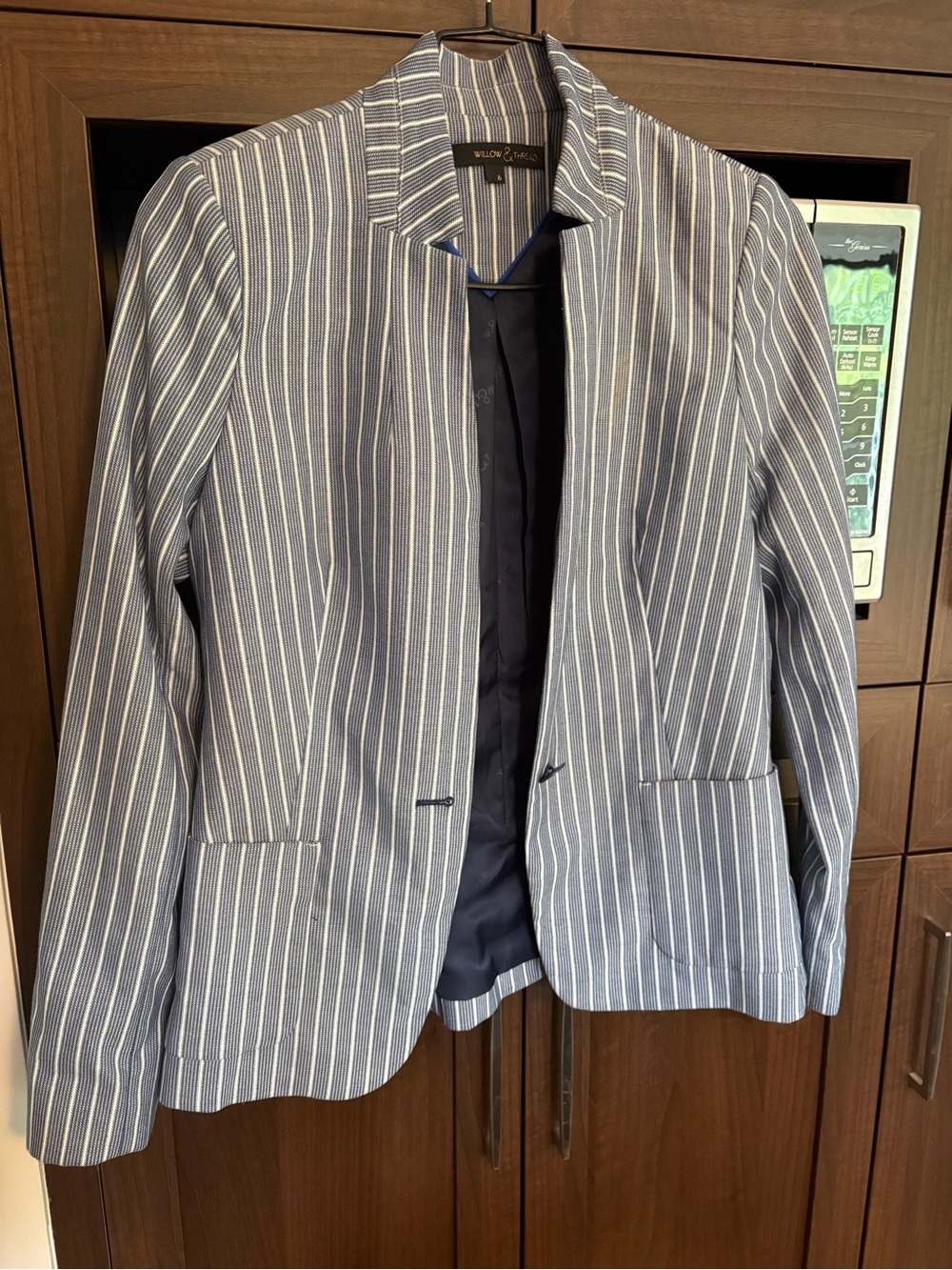 Willow & Clay Blue and White Pinstripe Blazer